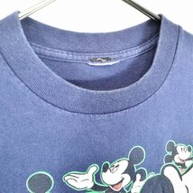 Disney ディズニー ミッキーマウス 半袖Ｔシャツ シングルステッチ キャラクタープリント ネイビー (メンズ M相当) O2472 中古 古着_画像4