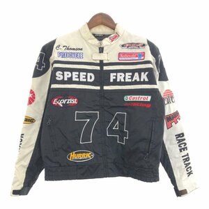 FAST LANE ナイロン レーシングジャケット モーターサイクル バイク サーキット ブラック (メンズ L) 中古 古着 Q0536