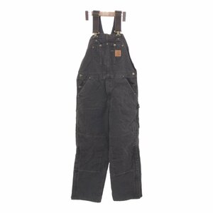 90年代 Carhartt カーハート ダック地 ダブルニー オーバーオール ワーク ブラウン (メンズ S) P3527 1円スタート