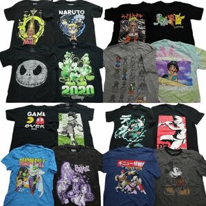 古着卸 まとめ売り キャラクター 半袖Tシャツ 16枚セット (メンズ S ) ミッキー ナルト 遊戯王 TS10 MR7009 1円スタート