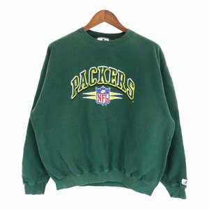 USA製 LOGO ATHLETIC NFL グリーンベイ パッカーズ トレーナー スウェット 刺繍 プロチーム グリーン (メンズ XL) P2892 1円スタート