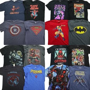古着卸 まとめ売り マーベル DCコミック 半袖Tシャツ 16枚セット (メンズ L ) スーパーマン スパイダーマン バットマン MR9180