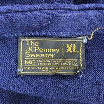 70年代 J.C.PENNEY ジェーシーペニー Vネック アクリルニットカーディガン ネイビー (メンズ XL) 中古 古着 Q0622_画像6