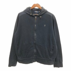 Polo by Ralph Lauren ポロ ラルフローレン フルジップ パーカー ワンポイントロゴ ネイビー (メンズ XL/TG) 中古 古着 Q0617