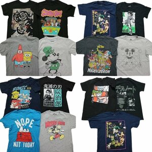 古着卸 まとめ売り キャラクター 半袖Tシャツ 15枚セット (メンズ S ) スポンジボブ 呪術回線 ミッキー スヌーピー MR8791 1円スタート