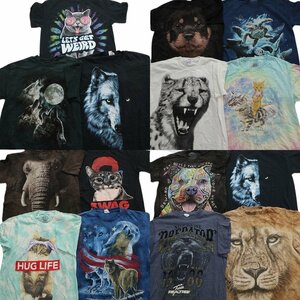 古着卸 まとめ売り アニマル 動物 半袖Tシャツ 15枚セット (メンズ M ) 大判 TS13 MR8532 1円スタート