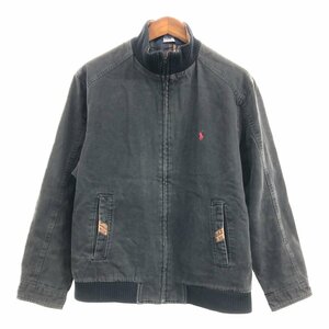 90年代 Polo by Ralph Lauren ポロ ラルフローレン ジャケット ワンポイントロゴ ブラック (メンズ XL) 中古 古着 Q0985