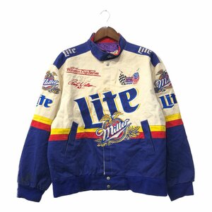 90年代 USA製 Jeff Hamilton ジェフ ハミルトン NASCAR ナスカー MILLER LITE レーシングジャケット (メンズ L) 中古 古着 Q0957