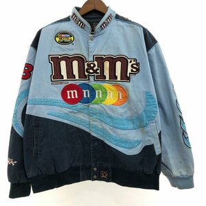 JHDESIGN NASCAR ナスカー ｍ＆ｍ’ｓ レーシングジャケット ジャケット アウター アメカジ ブルー (メンズ ３XL) 中古 古着 P7450