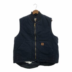 Carhartt カーハート ダック地ベスト アウター ネイビー (メンズ XL) 中古 古着 P7476