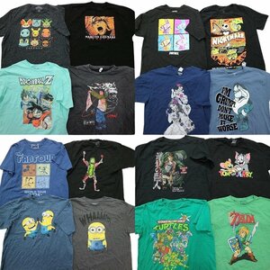 古着卸 まとめ売り キャラクター 半袖Tシャツ 16枚セット (メンズ XL /2XL ) ドラゴンボール トムとジェリー カラーMIX 丸首 MR9943