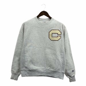 Champion チャンピオン リバースウィーブ フェルトワッペン スウェット カレッジ グレー (メンズ MEDIUM) 中古 古着 Q1096