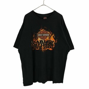 HARLEY DAVIDSON ハーレーダビッドソン ブランドロゴプリント 半袖Ｔシャツ 大きいサイズ Y2K ブラック (メンズ 2XL) O2886 中古 古着