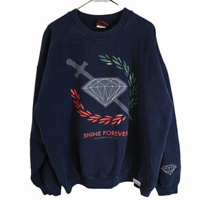 DIAMOND SUPPLY CO. プリントスウェット 大きいサイズ アメカジ ネイビー (メンズ XL) O2835 中古 古着