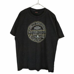 HARLEY DAVIDSON ハーレーダビッドソン ブランドロゴプリント 半袖Ｔシャツ Y2K 両面プリント ブラック (メンズ L) O2890 中古 古着