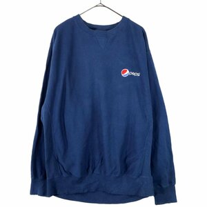 ARAMARK 企業刺繍 スウェット PEPSI ペプシ リバースタイプ 前V ネイビー (メンズ XL相当) O2639 中古 古着