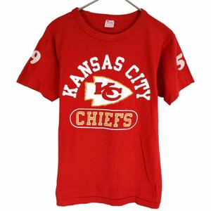 80年代 USA製 Champion チャンピオン NFL カンザスシティ・チーフス 半袖Ｔシャツ シングルステッチ レッド (メンズ M) O2679 中古 古着