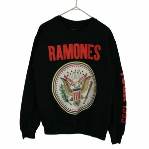 RAMONES ラモーンズ プリント スウェット 音楽 バンド パンク ブラック (メンズ L相当) O2797 中古 古着