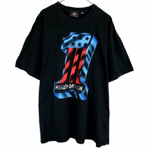 HARLEY DAVIDSON ハーレーダビッドソン ロゴ 半袖Ｔシャツ 大きいサイズ ブラック (メンズ 2XL) O2715 中古 古着