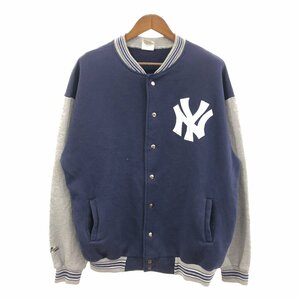 90年代 USA製 Majestic MLB ニューヨーク・ヤンキース スウェット スタジャン 大きいサイズ プロチーム (メンズ XXL) 中古 古着 Q1126