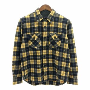 STUSSY ステューシー ボタンダウン ウールシャツ チェック イエロー (メンズ L) 中古 古着 Q1231