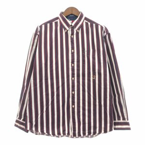 TOMMY HILFIGER トミーヒルフィガー ボタンダウン 長袖シャツ ワンポイントロゴ ストライプ マルチカラー (メンズ L) 中古 古着 Q1369