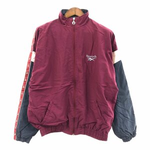 90年代 Reebok リーボック ナイロン トラックジャケット スポーツ ワインレッド (メンズ XL) 中古 古着 Q1265