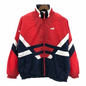 90年代 PUMA プーマ ナイロン トラックジャケット レッド (メンズ M) 中古 古着 Q1262