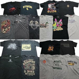 古着卸 まとめ売り 黒・グレー ボディ プリント 半袖Tシャツ 19枚セット (メンズ XL ) 大判プリント TS29 MR8994 1円スタート