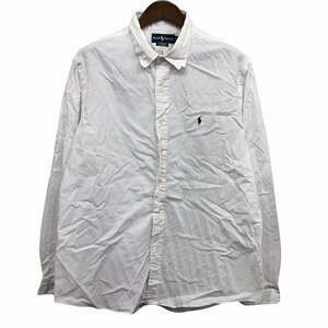 SALE/// RALPH LAUREN ラルフローレン ワンポイントロゴ 長袖シャツ 大きいサイズ ホワイト (メンズ XXL) P0125