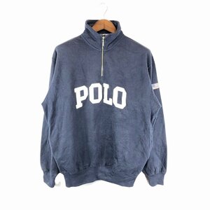 SALE/// POLO SPORTS Polo sport half Zip sweatshirt sweat brand Logo navy ( men's M) P1231