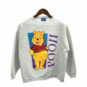 90年代 USA製 Disney ディズニー POOH くまのプーさん スウェット キャラクター グレー (メンズ LARGE) 中古 古着 Q1488