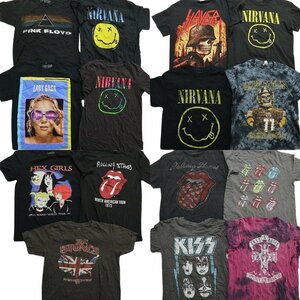 古着卸 まとめ売り 音楽・バンド 半袖Tシャツ 15枚セット (メンズ M ) ローリングストーンズ ニルヴァーナ MS0039