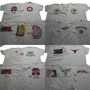 古着卸 まとめ売り 白ボディ プリント 半袖Tシャツ 20枚セット (メンズ XL ) 丸首 英文字プリント MR9812 1円スタート