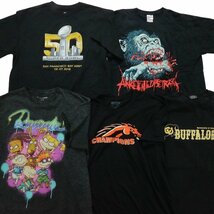 古着卸 まとめ売り 黒・グレー ボディ プリント 半袖Tシャツ 20枚セット (メンズ L ) 丸首 カジュアル 英文字プリント MR9716 1円スタート_画像2