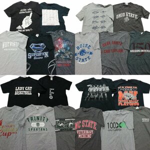 古着卸 まとめ売り 黒・グレー ボディ プリント 半袖Tシャツ 20枚セット (メンズ S ) 丸首 カジュアル 英文字プリント MR9621 1円スタート