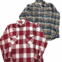 古着卸 まとめ売り ヘビーネル 長袖シャツ 10枚セット (メンズ 2XL /3XL ) カラー系 チェック柄 MM2215 1円スタート_画像3