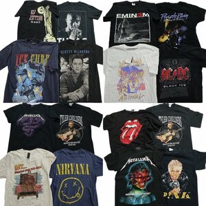 古着卸 まとめ売り 半袖Tシャツ 16枚セット (メンズ S /M ) レッドツェッペリン ローリングストーンズ メタリカ MR9551 1円スタート