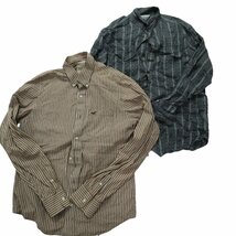 古着卸 まとめ売り ストライプ柄 長袖シャツ 9枚セット (メンズ XL ) カラー系 胸ポケット MM5697 1円スタート_画像5