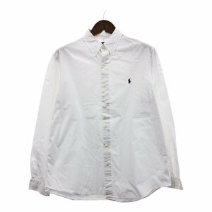 Polo by Ralph Lauren ポロ ラルフローレン CLASSIC FIT ボタンダウン 長袖シャツ 刺繍 ホワイト (メンズ XL/TG) 中古 古着 Q1017