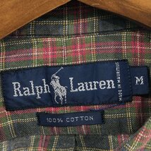 RALPH LAUREN ラルフローレン ワンポイントロゴ ボタンダウン 長袖シャツ タータンチェック マルチカラー (メンズ M) 中古 古着 Q1525_画像5