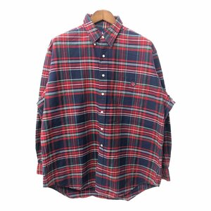 90年代 RALPH LAUREN ラルフローレン THE BIG SHIRT ボタンダウン 長袖シャツ ワンポイントロゴ チェック (メンズ L) 中古 古着 Q1591