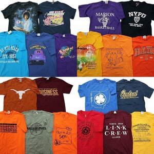 古着卸 まとめ売り カラーmix プリント 半袖Tシャツ 20枚セット (メンズ S ) 大判プリント ロゴ デザイン MS0058 1円スタート