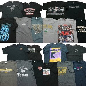 古着卸 まとめ売り 黒・グレー ボディ プリント 半袖Tシャツ 20枚セット (メンズ L ) 丸首 カジュアル 英文字プリント MR9624 1円スタート