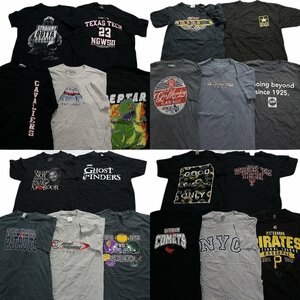 古着卸 まとめ売り 黒・グレー ボディ プリント 半袖Tシャツ 20枚セット (メンズ M ) 丸首 カジュアル 英文字プリント MR9584 1円スタート