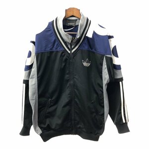 90年代 adidas アディダス ロゴ ジャージ トラックジャケット スポーツ ブラック (メンズ M) 中古 古着 Q1660