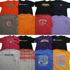 古着卸 まとめ チャンピオン 半袖Tシャツ 16枚セット (メンズ XL /2XL /3XL ) ブランドロゴ カレッジ風 プリント イラスト カラー MS0582