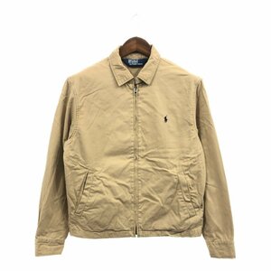 90年代 Polo by Ralph Lauren ポロ ラルフローレン スウィングトップ ジャケット ワンポイントロゴ ベージュ (メンズ M) 中古 古着 Q1749