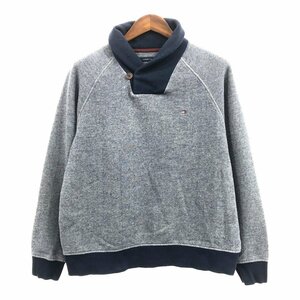 TOMMY HILFIGER トミーヒルフィガー ショールカラー スウェット ラグランスリーブ ブルー (メンズ L) 中古 古着 Q1737