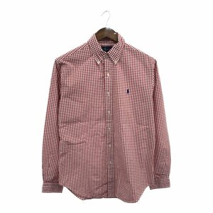 RALPH LAUREN ラルフローレン ボタンダウン 長袖シャツ ワンポイントロゴ チェック レッド (メンズ 15 1/2) 中古 古着 Q1576